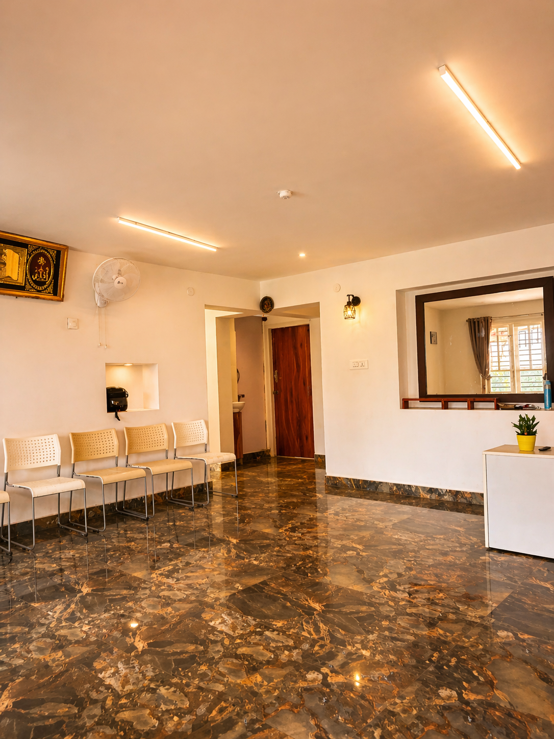 Lounge area with sunset tones